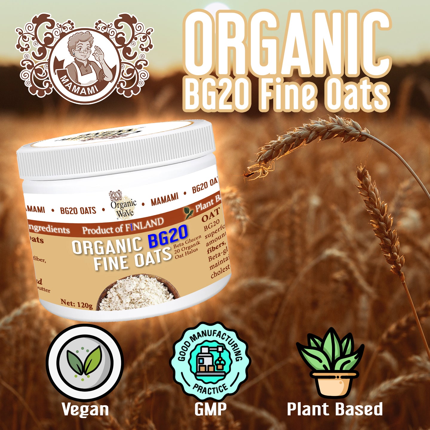 Mamami 有机 BG20 优质燕麦(β-葡聚糖 20)120g