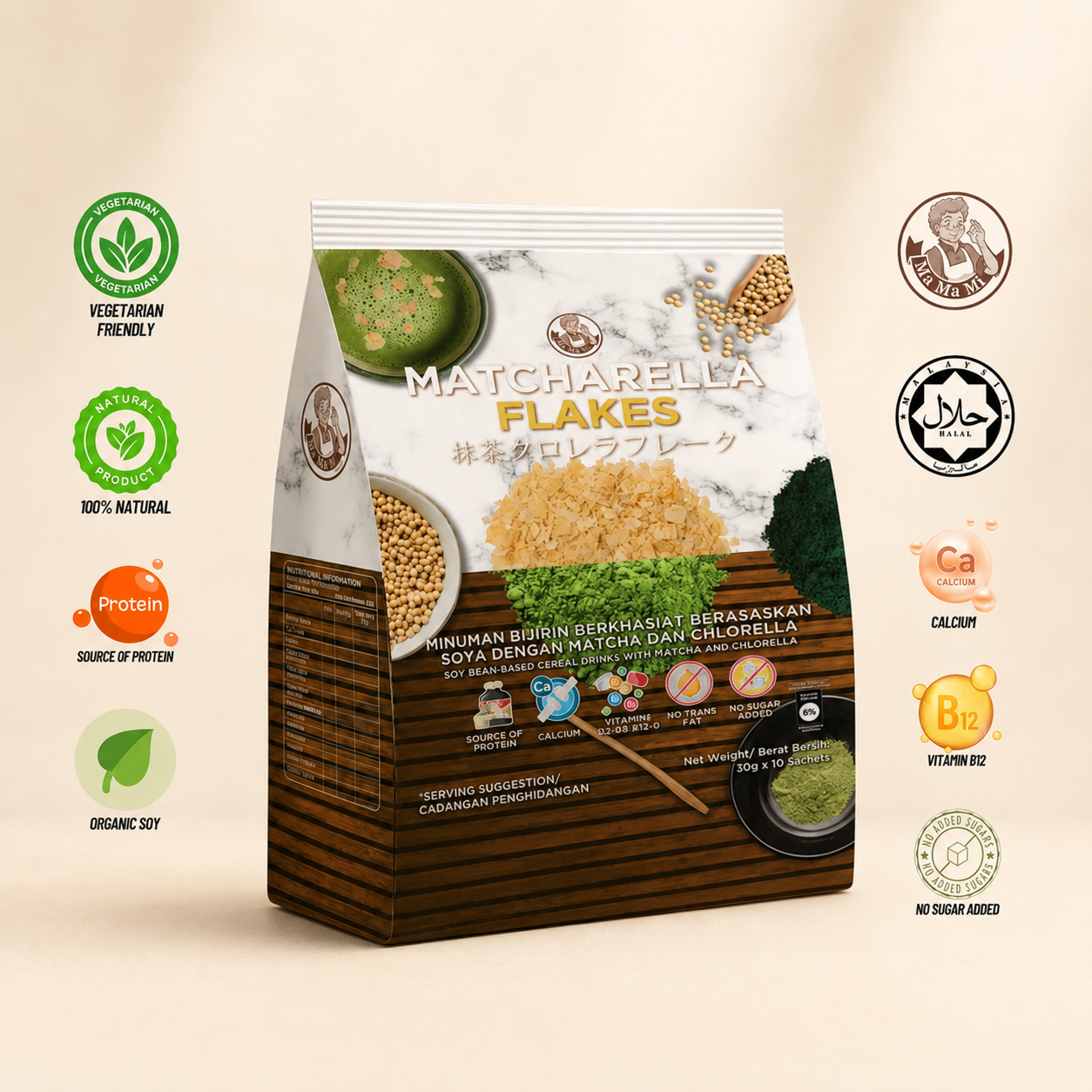 Mamami Matcharella Flakes (30g x 10)