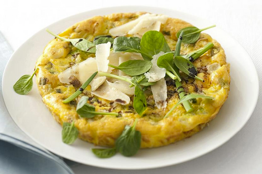 Omelette with onions and balsamic vinegar of Modena