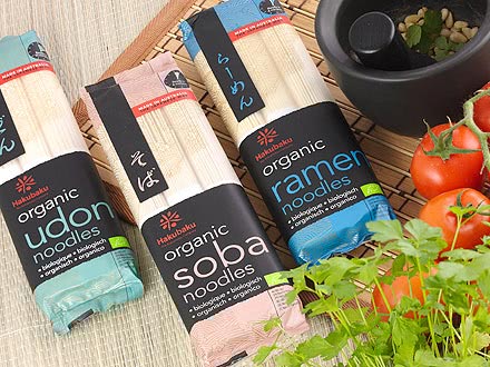 3 Types of Hakubaku Organic Noodles