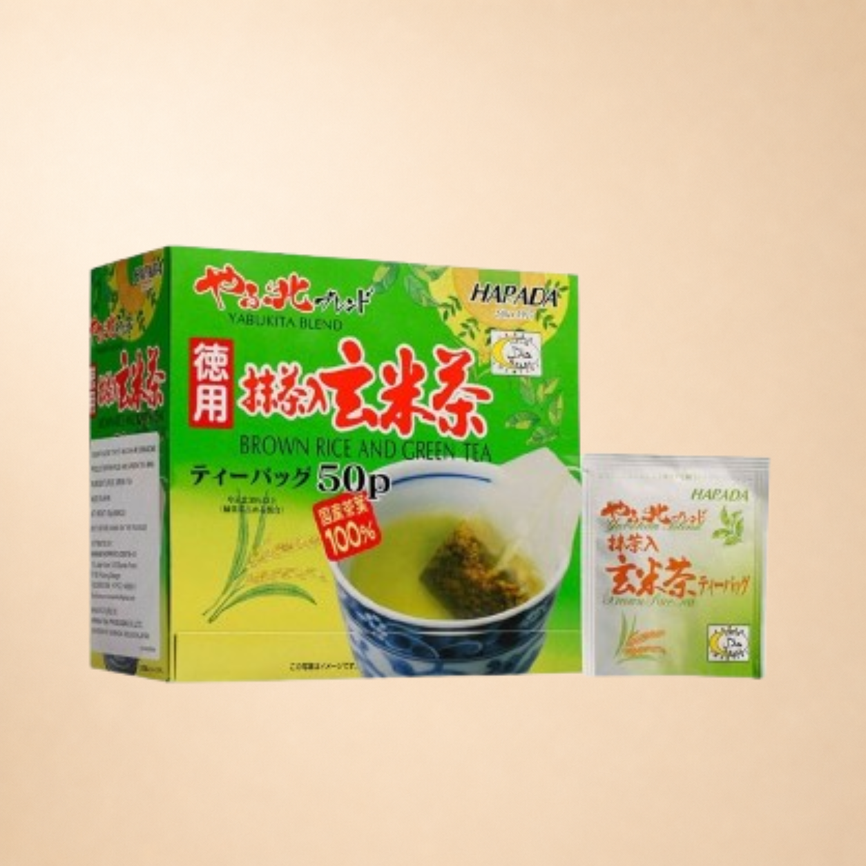 Harada Brown Rice & Green Tea 50 x 2g | Japanese Genmaicha Tea Bags