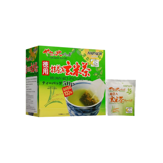 Harada Brown Rice & Green Tea 50 x 2g | Japanese Genmaicha Tea Bags