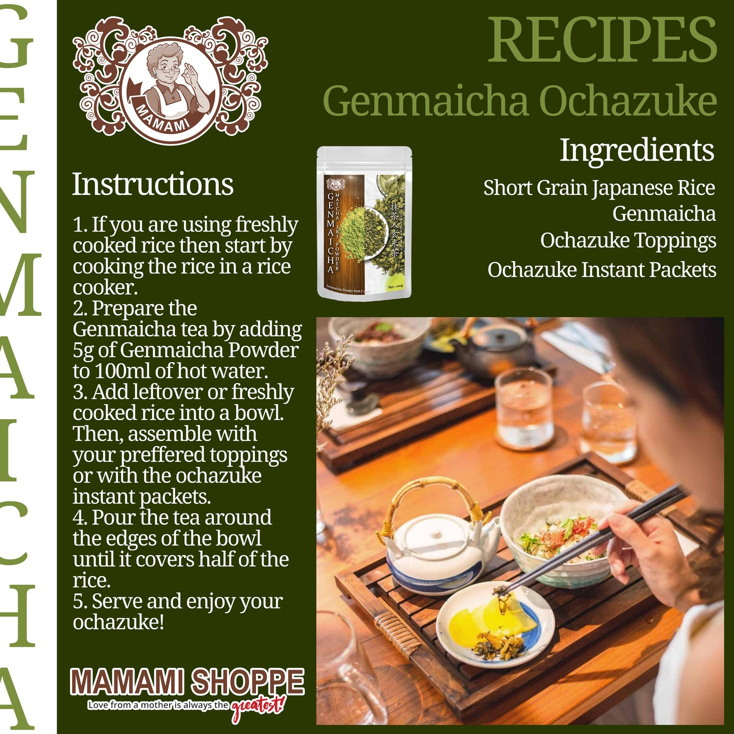 Mamami Japanese Genmaicha Iri Matcha Powder