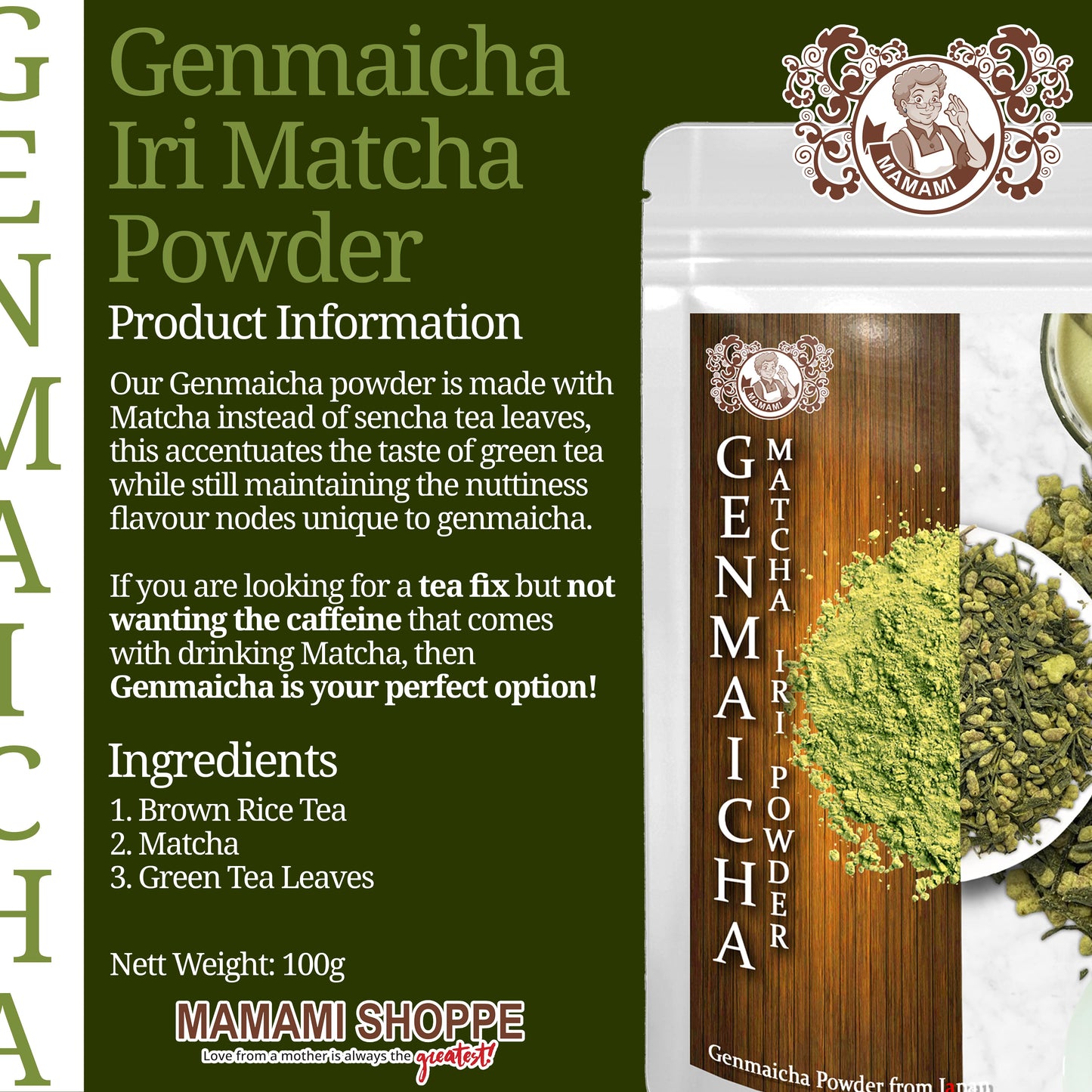 Mamami Japanese Genmaicha Iri Matcha Powder