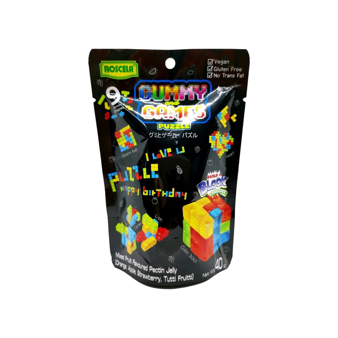 Roscela Gummy and Game Puzzle 40g | Mixed Fruit Pectin Jelly
