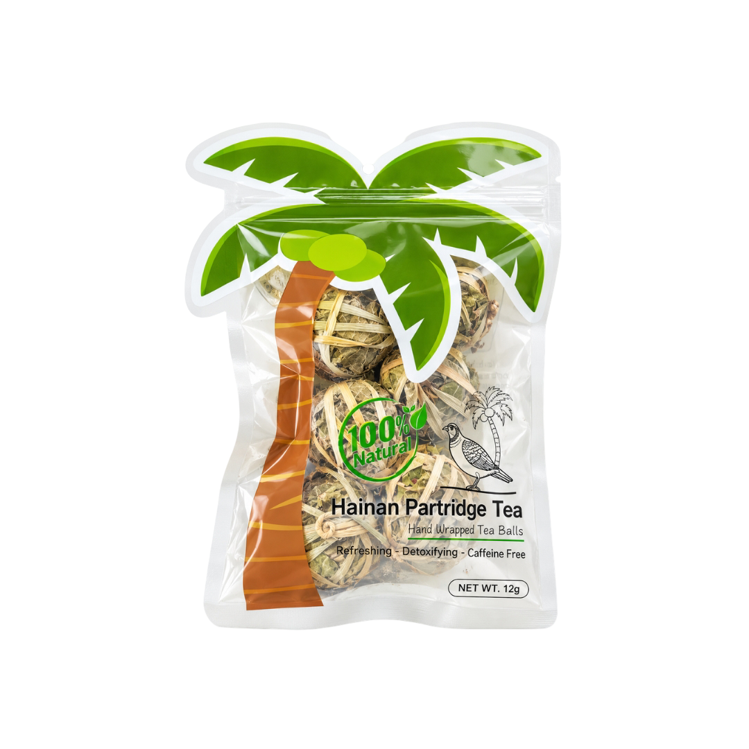 Mamami Hainan Partridge Tea 12g resealable pouch containing six hand-wrapped tea balls