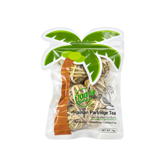 Mamami Hainan Partridge Tea 12g resealable pouch containing six hand-wrapped tea balls