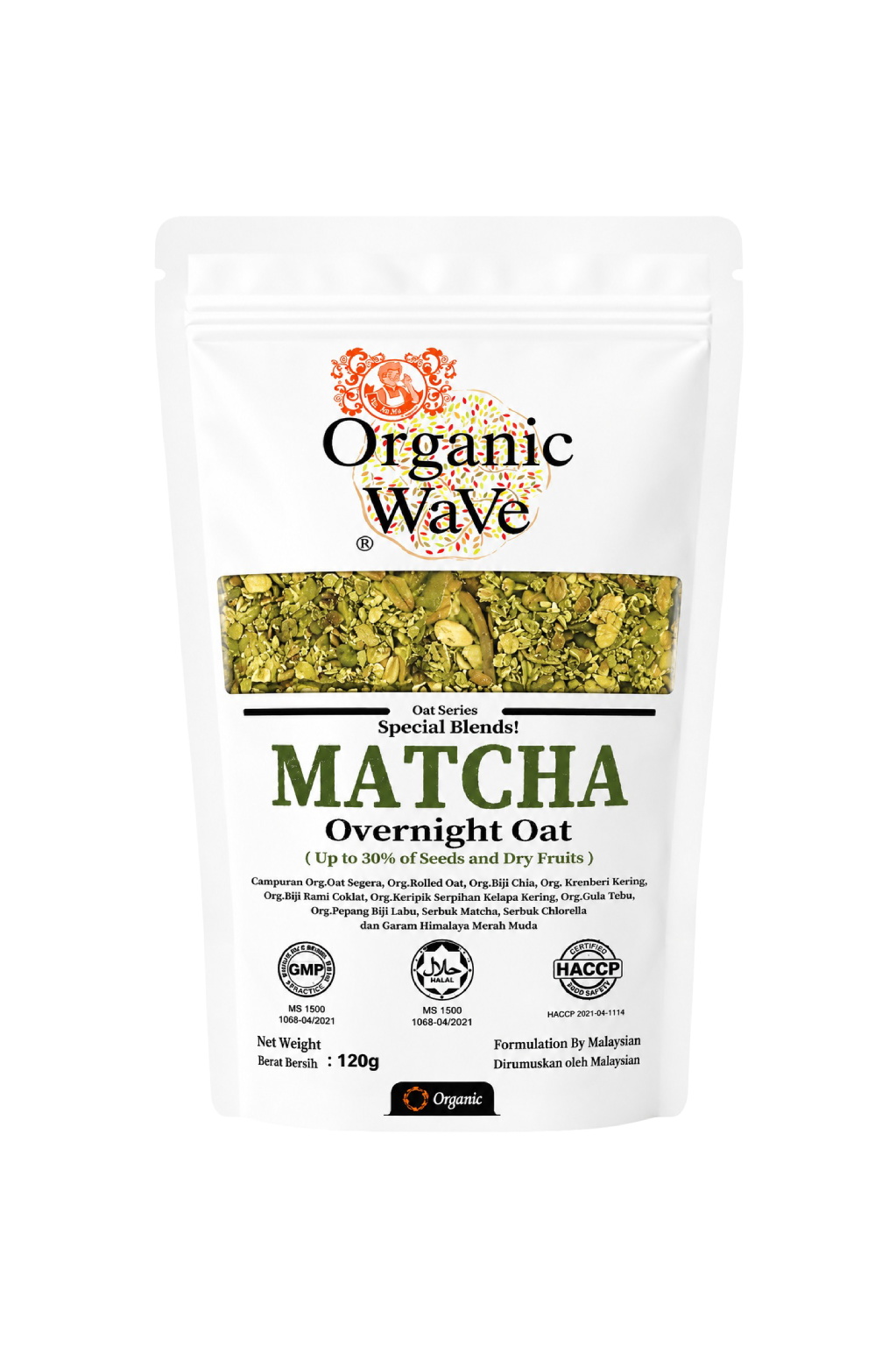 Mamami Organic Wave Overnight Oats Matcha ( Special Blend ) 120g