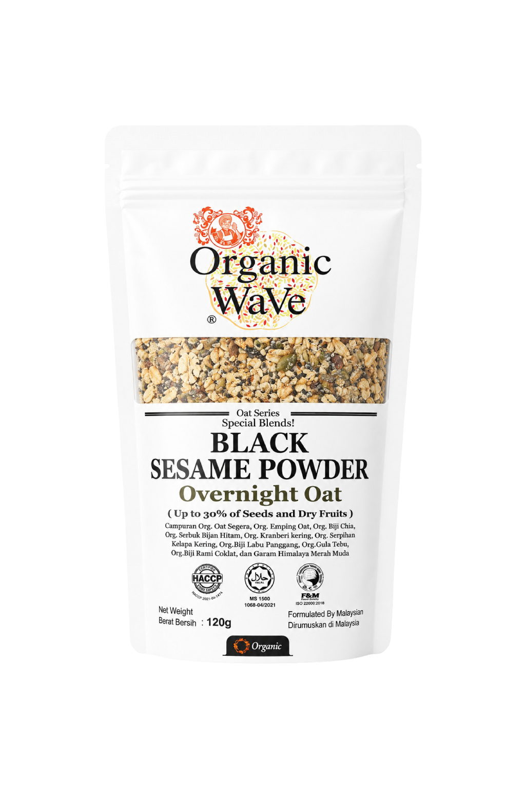 Mamami Organic Wave Overnight Oats With Black Sesame Powder ( Special Blend ) 120g