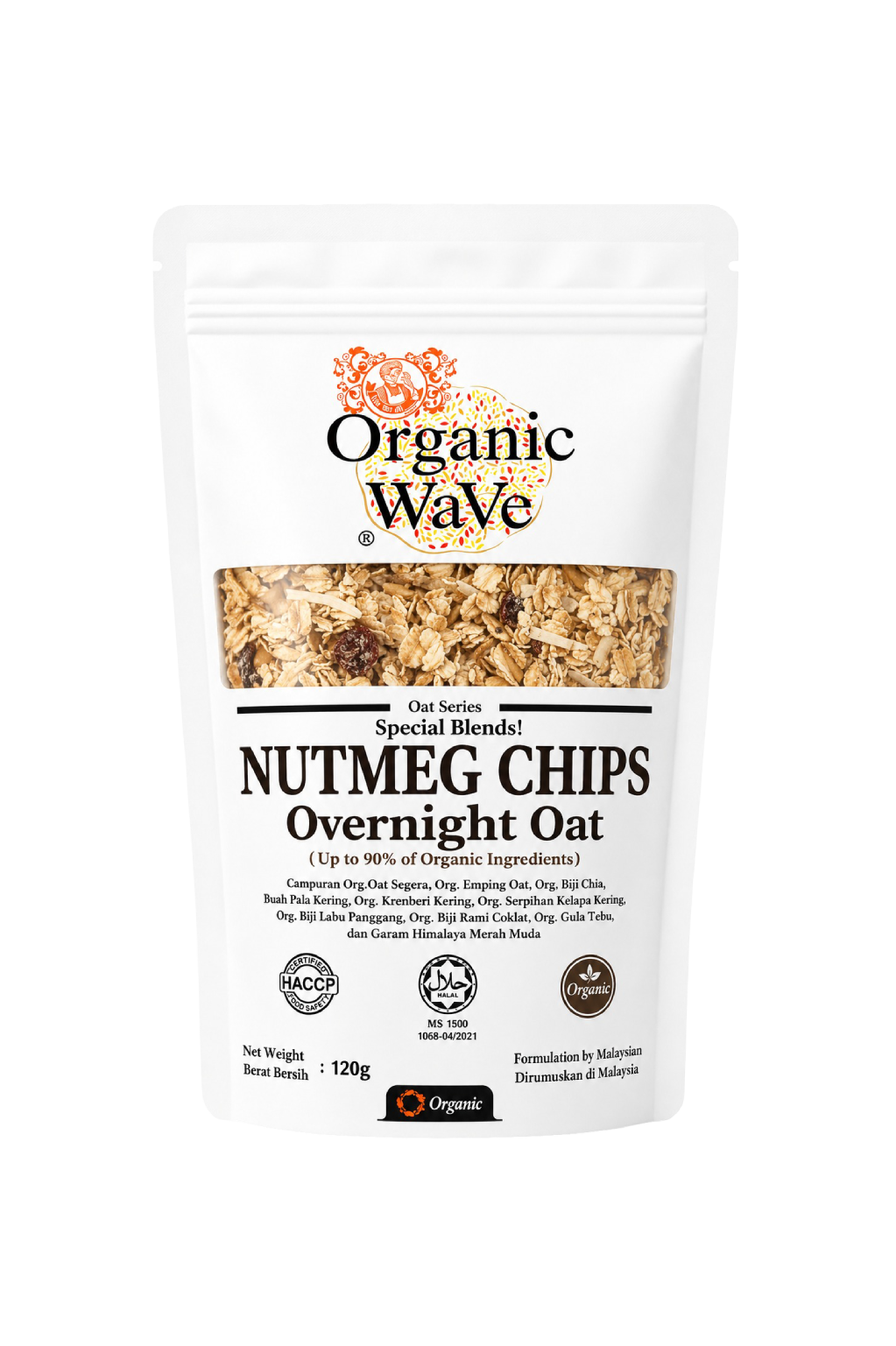 Mamami Organic Wave Overnight Oats with Nutmeg chips ( Special Blend ) 120g