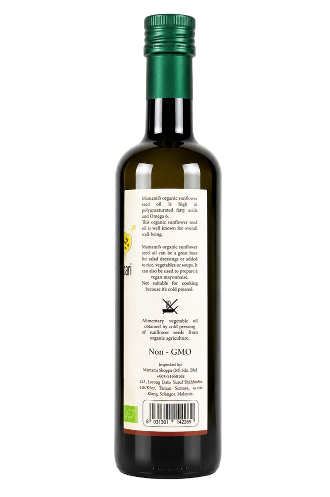 Organic Cold Pressed Sunflower Oil 500ml