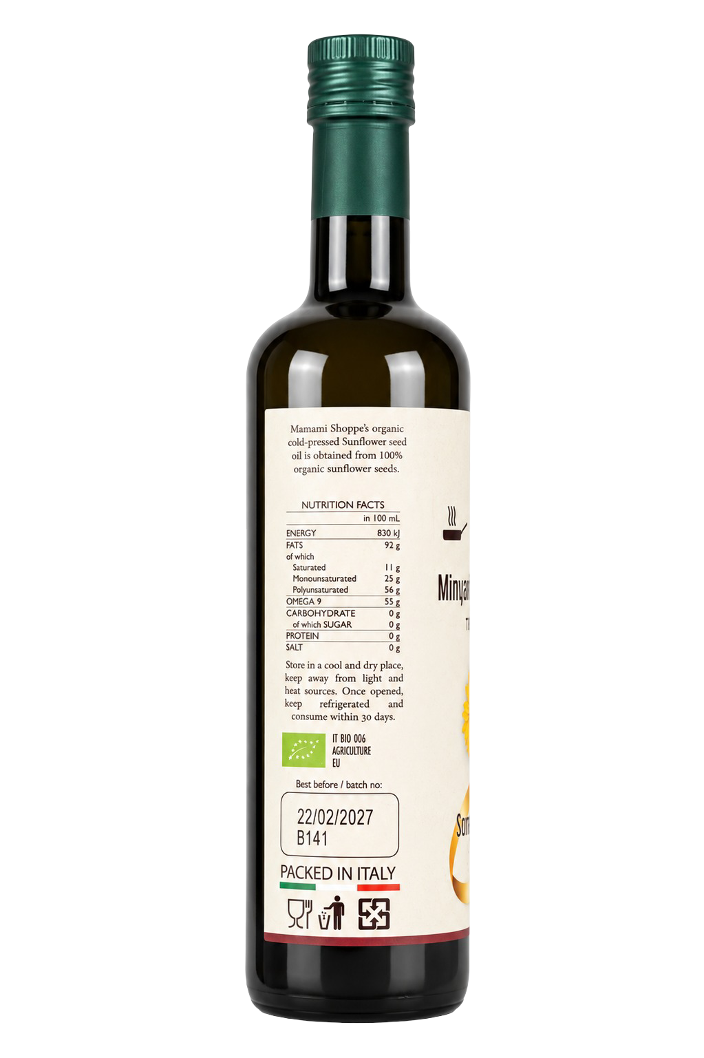 Organic Cold Pressed Sunflower Oil 500ml