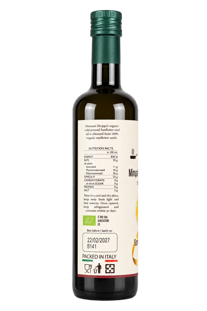 Organic Cold Pressed Sunflower Oil 500ml