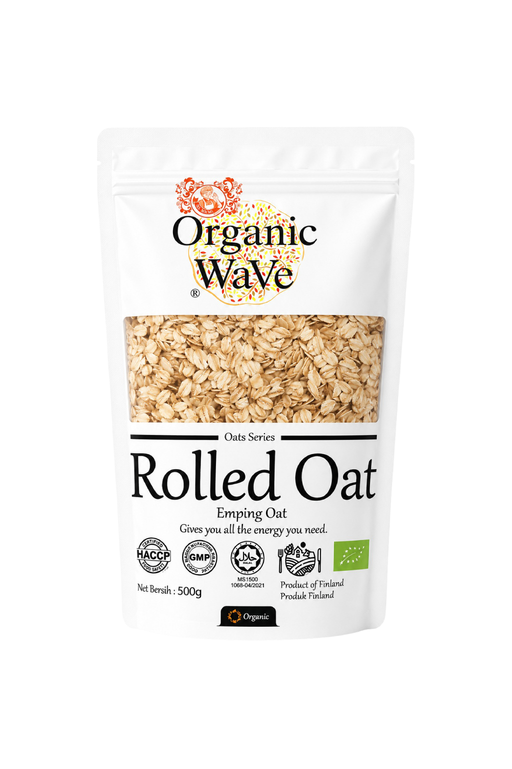 Organic Wave organic rolled oats, 500g pack