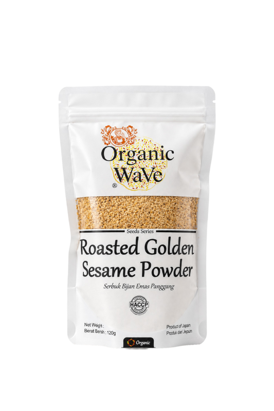 Mamami Organic Wave Roasted Golden Sesame Powder 120g front packaging