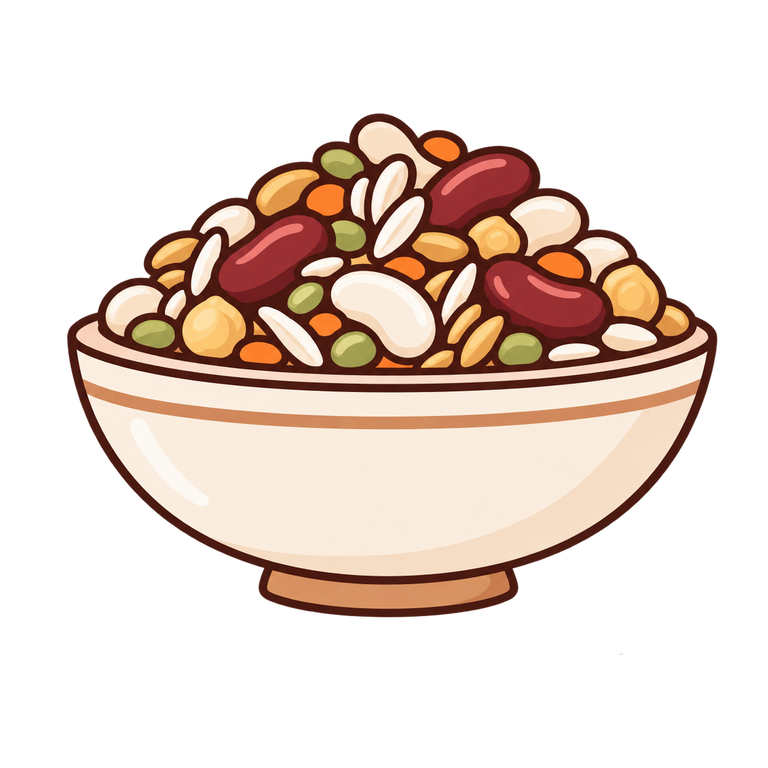 Beans and grains in a bowl